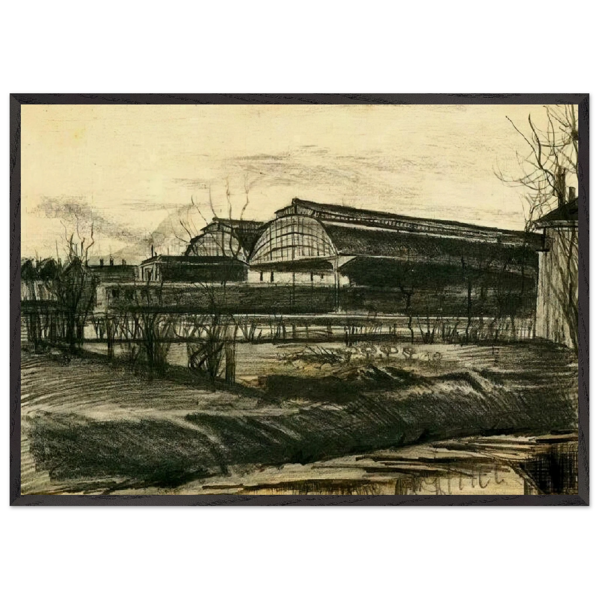 Station in The Hague - Vincent van Gogh Framed Art Print – Black Wooden Frame - Default Title - -Framed Art Print