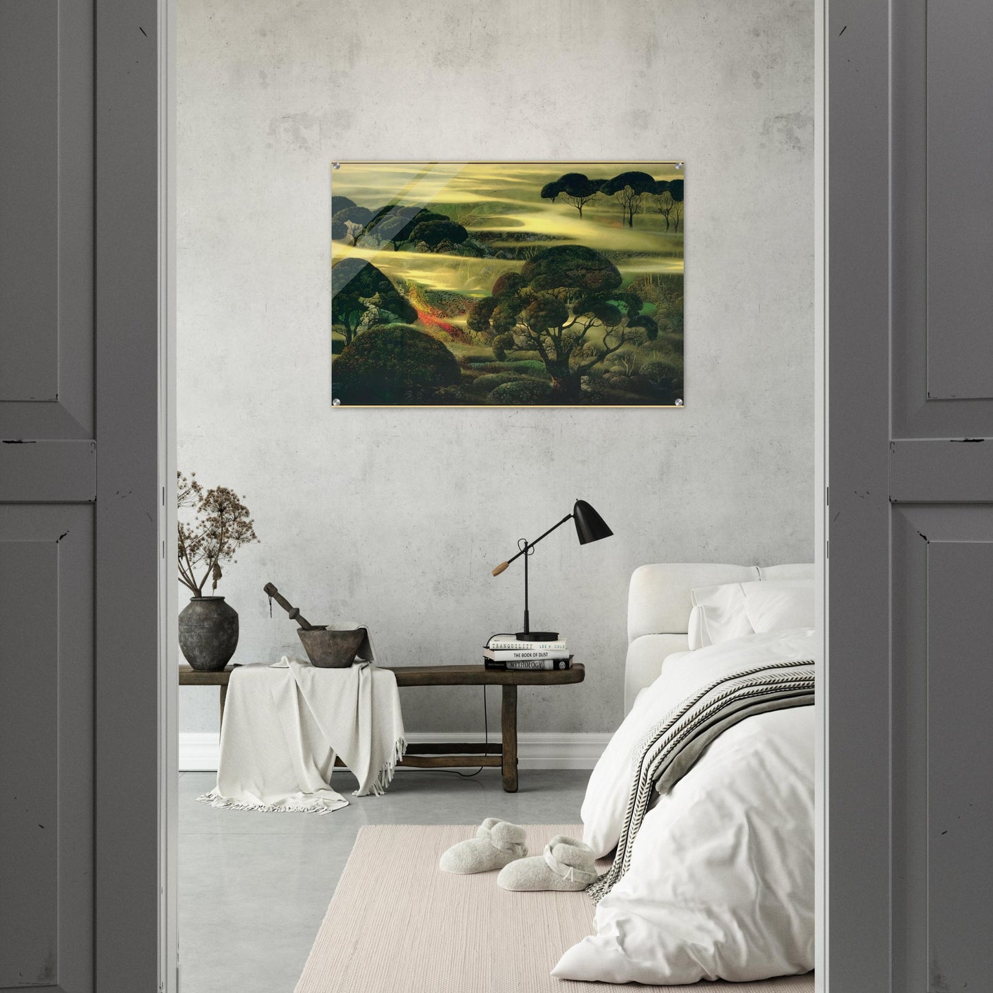 Forest in Fog - Eyvind Earle Acrylic Print - 70x100 cm / 28x40″ inches | Eyvind Earle Wall Art | Eyvind Earle Prints