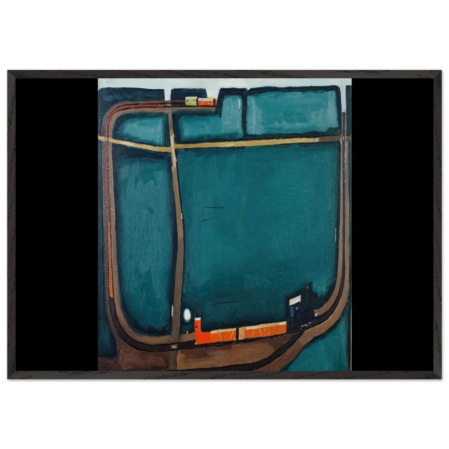 NARROW GAUGE RAILWAY IN THE MOUNTAINS 1963 - Jerzy Nowosielski Framed Art Print – Black Wooden Frame - Default Title - -Framed Art Print