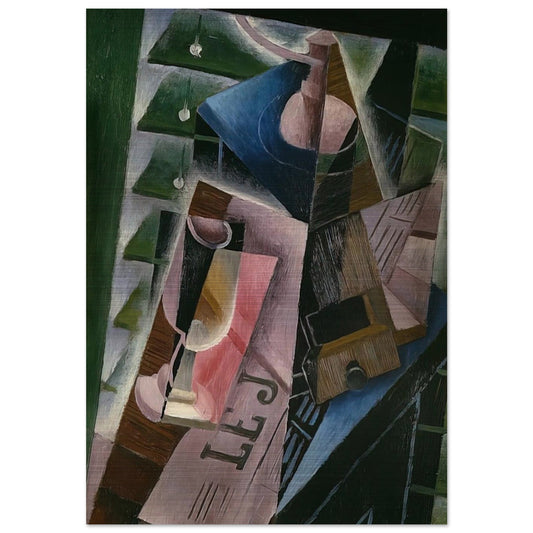 COFFEE GRINDER AND GLASS 1915 - Juan Gris Brushed Aluminum Print - 70x100 cm / 28x40 inches | Juan Gris Aluminum Print | Juan Gris Prints