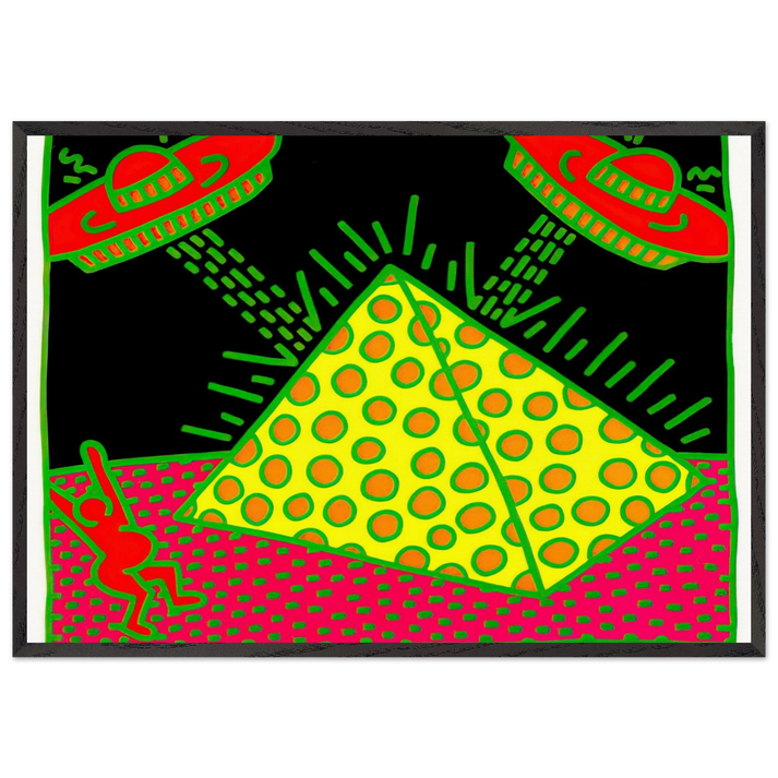 UNTITLED 1983 3 N1 - Keith Haring 70x100 cm / 28x40 inches Framed Art Print – Black Wooden Frame