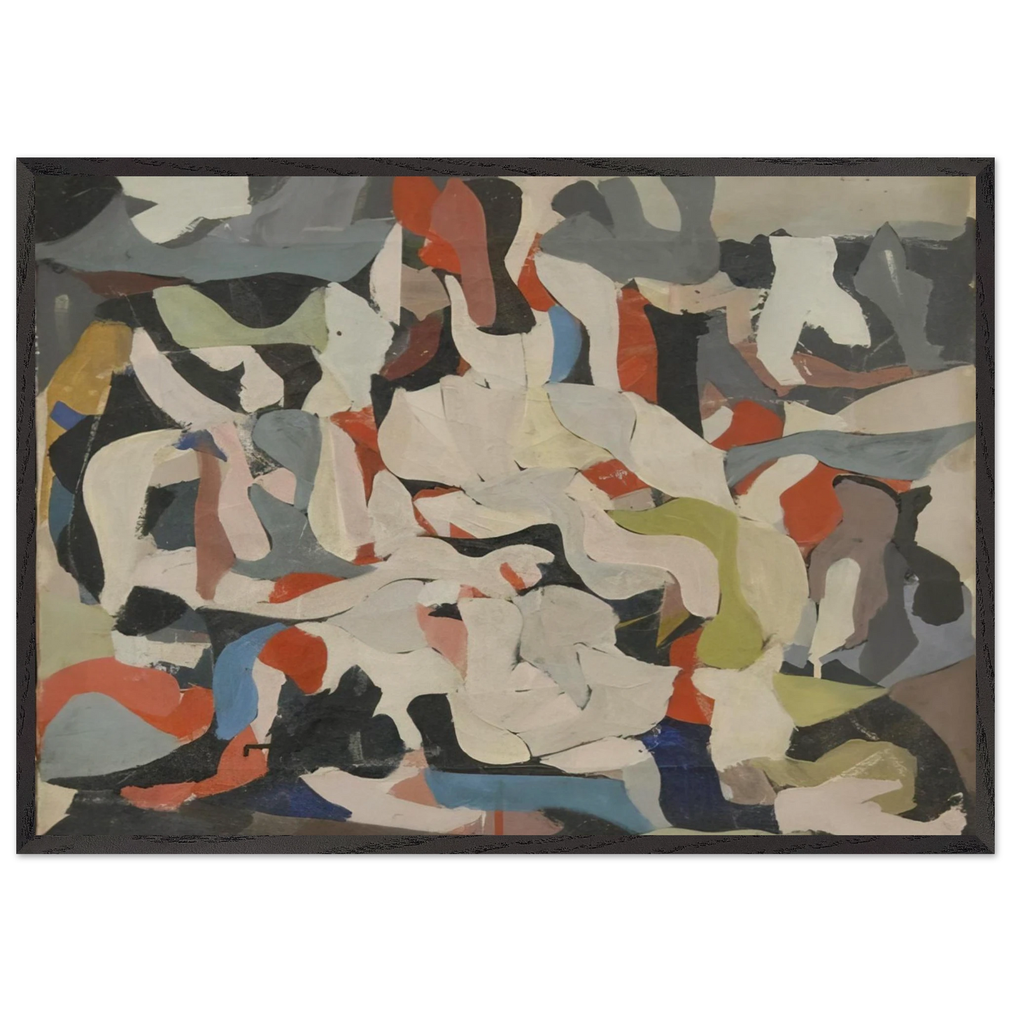 Untitled - Abstract Expressionism N1 - Robert Goodnough Framed Art Print – Black Wooden Frame - Default Title - -Framed Art Print