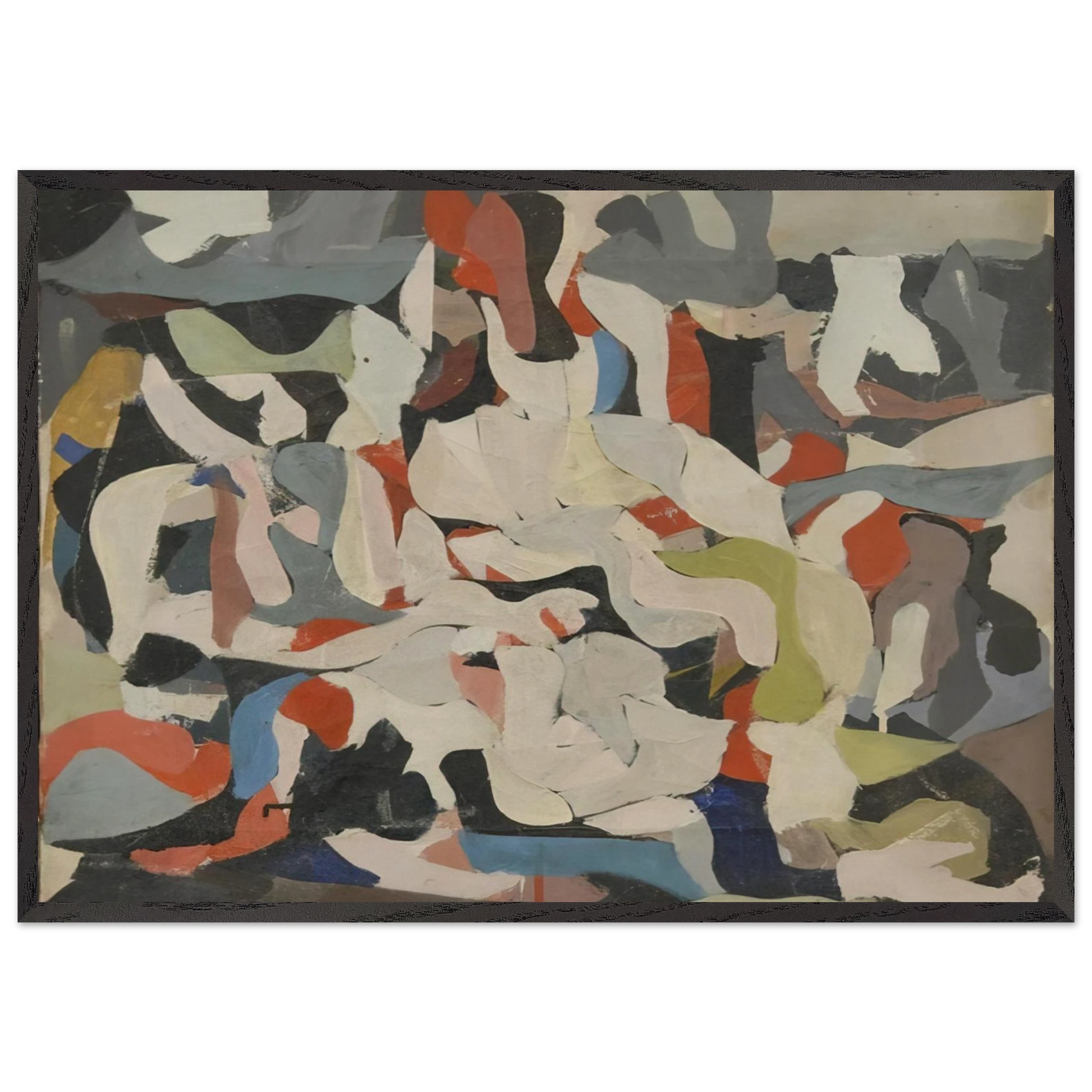 Untitled - Abstract Expressionism N1 - Robert Goodnough Framed Art Print – Black Wooden Frame - Default Title - -Framed Art Print