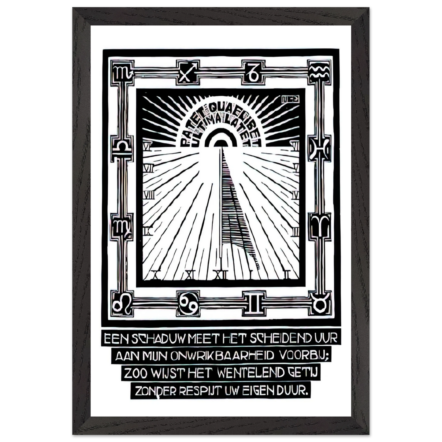 MC Escher - SUNDIAL XXIV EMBLEMATA REJECTED PLATE 1931 Wall Art - 30x40 cm / 12x16 inches - Premium Wooden Framed Poster With Fine Art Paper - White frame