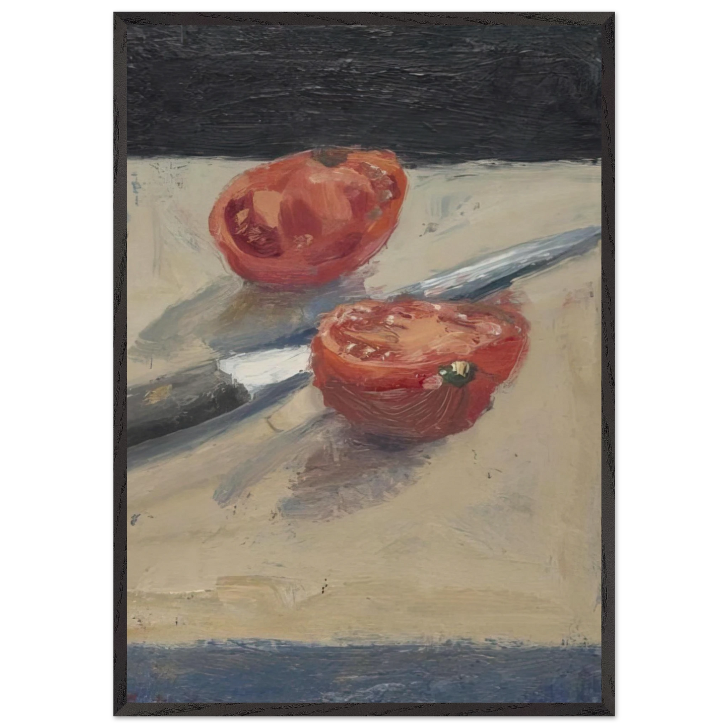 Knife  Tomato I - Richard Diebenkorn Framed Art Print – Black Wooden Frame - Default Title - -Framed Art Print