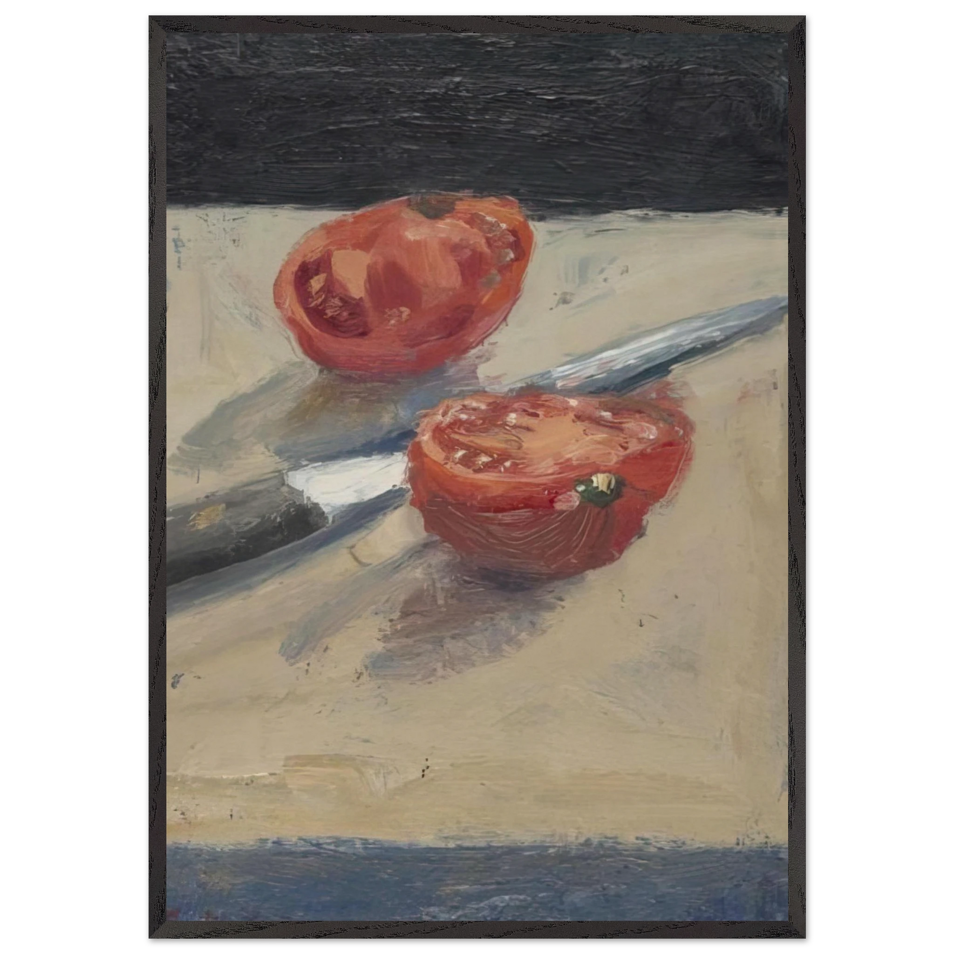 Knife  Tomato I - Richard Diebenkorn Framed Art Print – Black Wooden Frame - Default Title - -Framed Art Print