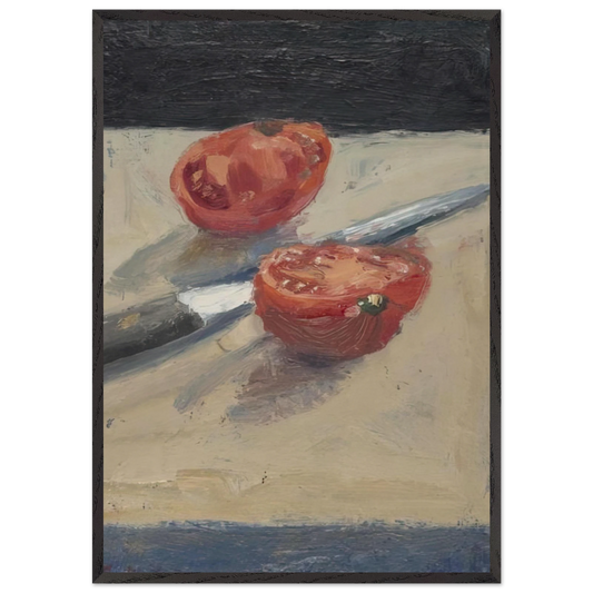 Knife  Tomato I - Richard Diebenkorn Framed Art Print – Black Wooden Frame - Default Title - -Framed Art Print