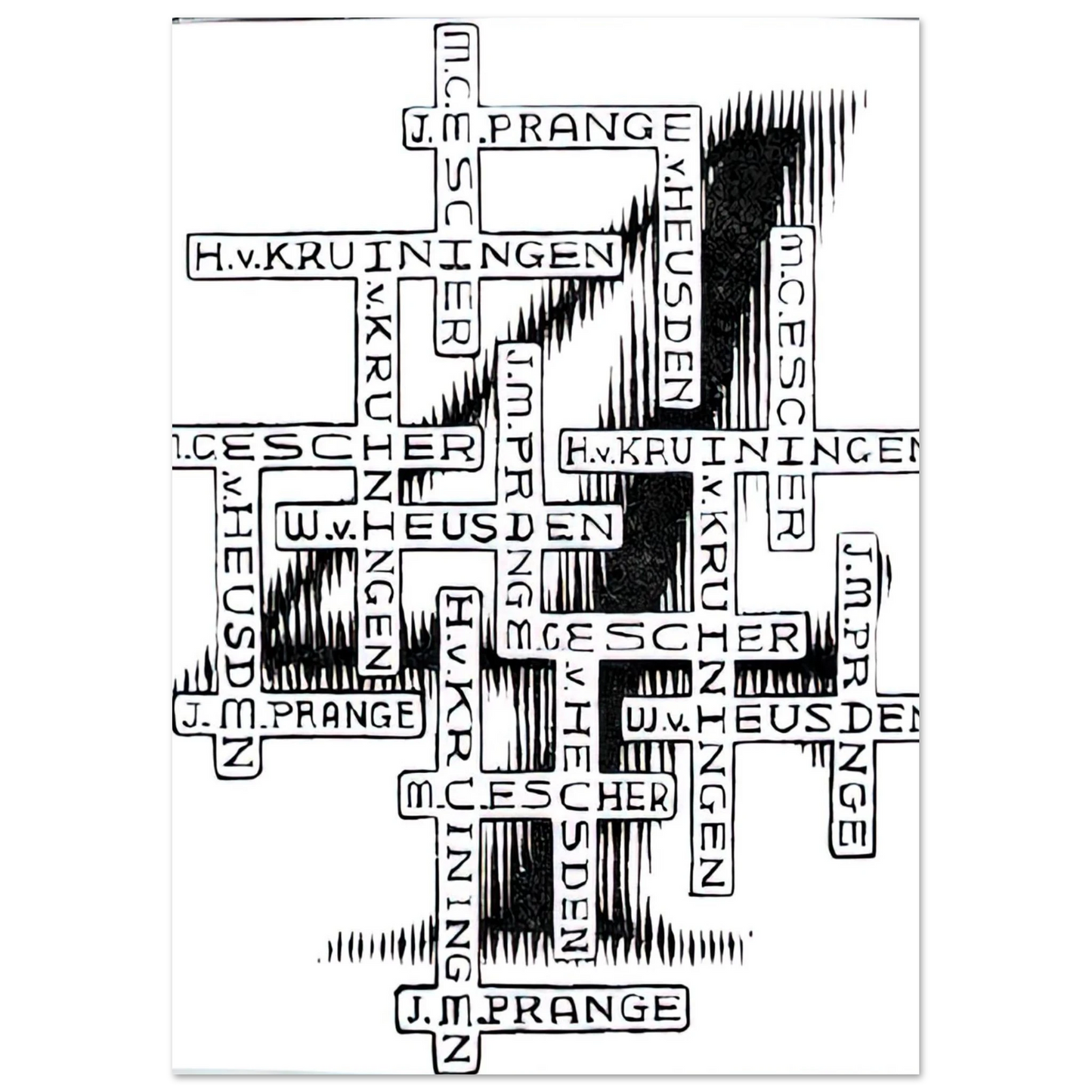 MC Escher - ESCHER (29) Wall Art - 60x80 cm / 24x32 inches - Premium Wooden Framed Poster With Fine Art Paper - Wood frame