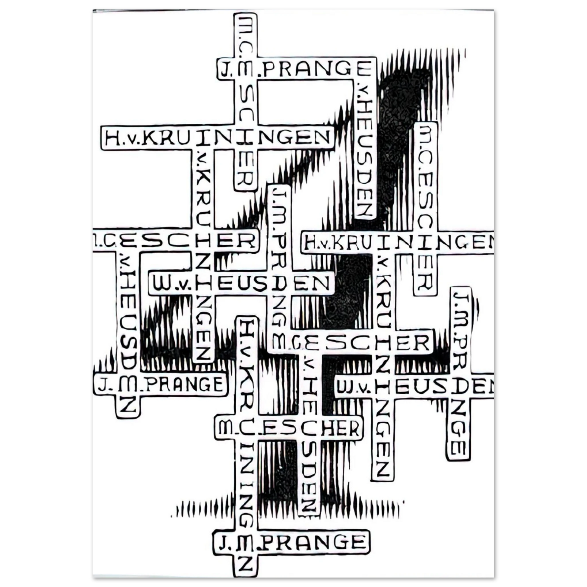 MC Escher - ESCHER (29) Wall Art - 60x80 cm / 24x32 inches - Premium Wooden Framed Poster With Fine Art Paper - Wood frame