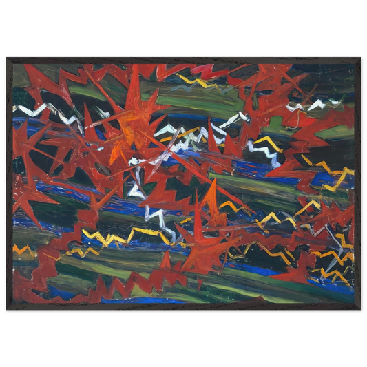 Explosion of Red on Green - Gerardo Dottori Framed Art Print – Black Wooden Frame - Default Title - -Framed Art Print