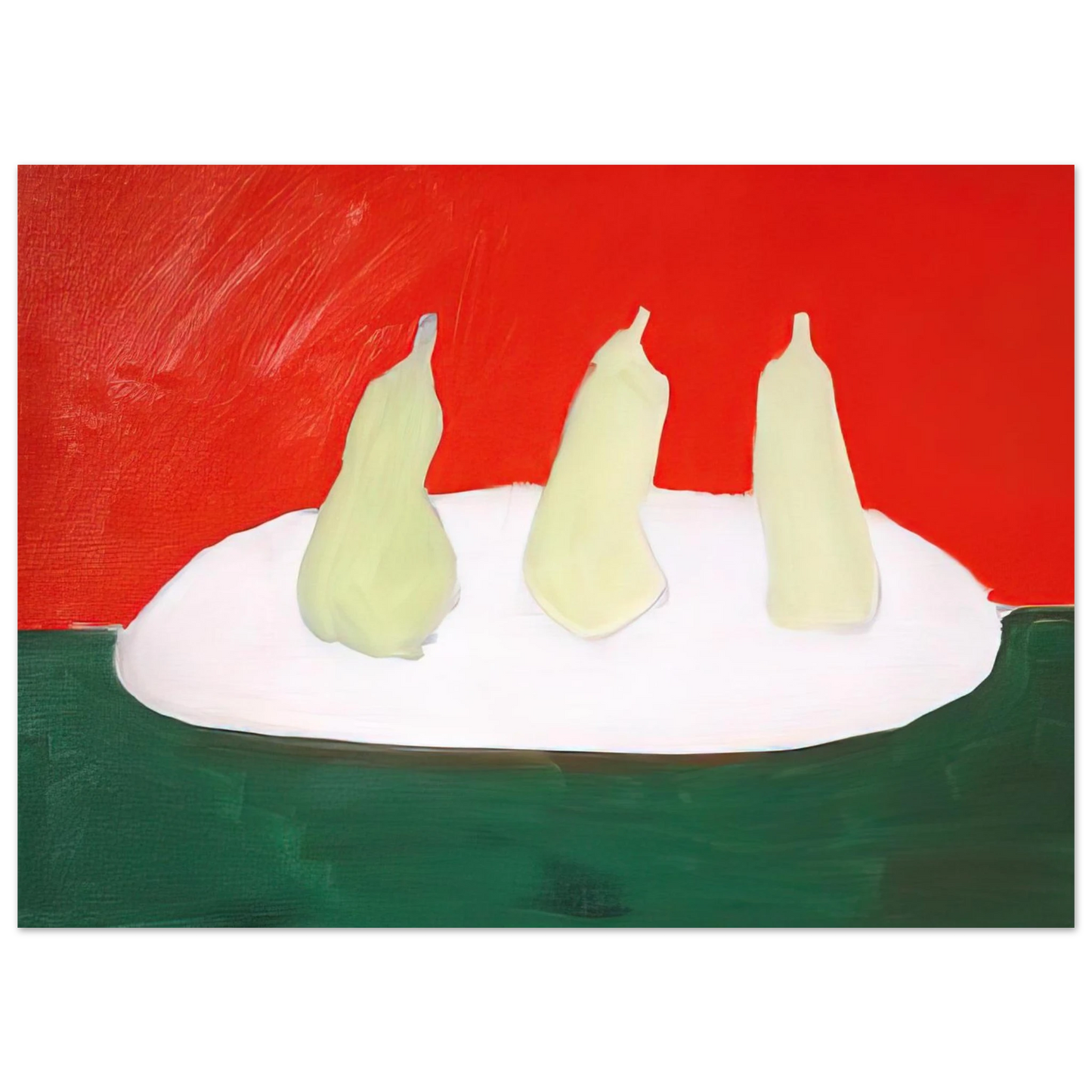 Nicolas de Stael - Nature morte, poires, fond vert et orange - Art Informel Fine Art Poster - 40x60 cm / 16x24 inches