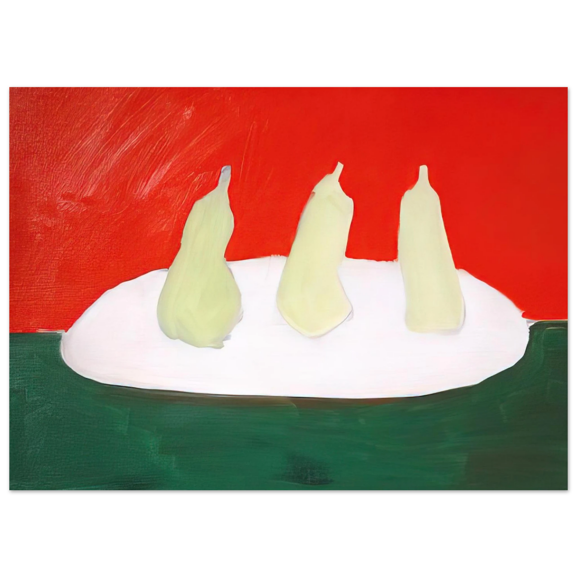 Nicolas de Stael - Nature morte, poires, fond vert et orange - Art Informel Fine Art Poster - 40x60 cm / 16x24 inches