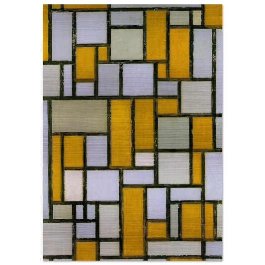 Composition with Gray and Light Brown - Piet Mondrian Brushed Aluminum Print - 70x100 cm / 28x40 inches | Piet Mondrian Aluminum Print | Piet Mondrian Prints