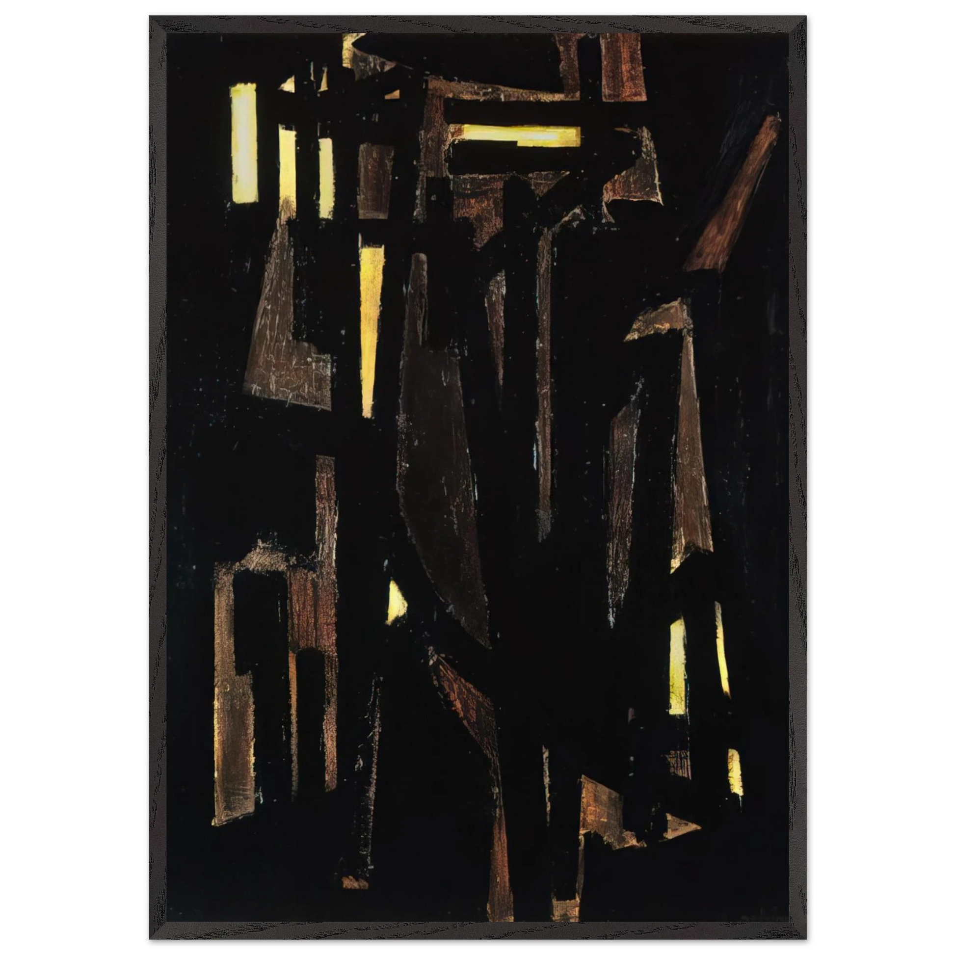 Peinture 146 x 114 cm 1950 - 1950 - Pierre Soulages Framed Art Print – Black Wooden Frame - Default Title - -Framed Art Print