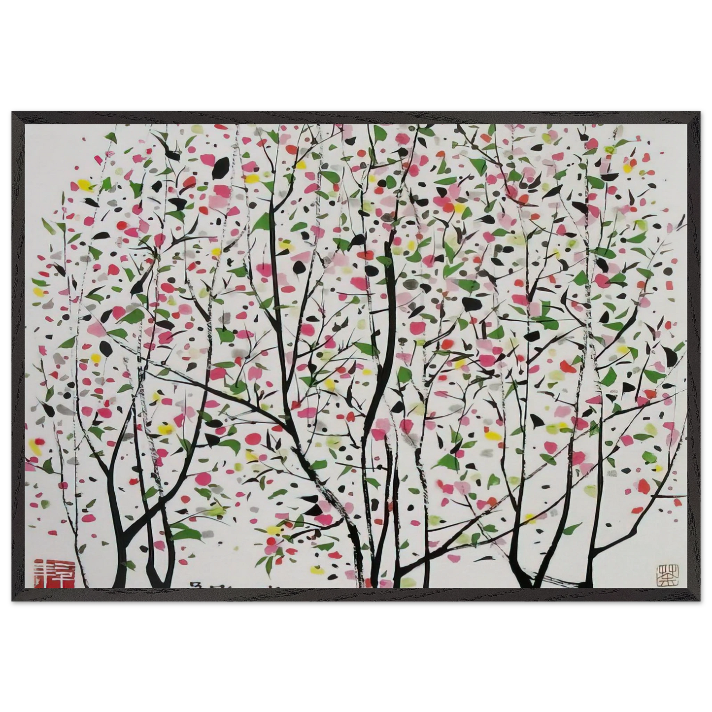 Untitled - Ink and wash painting Post-Impressionism - Wu Guanzhong Framed Art Print – Black Wooden Frame - Default Title - -Framed Art Print