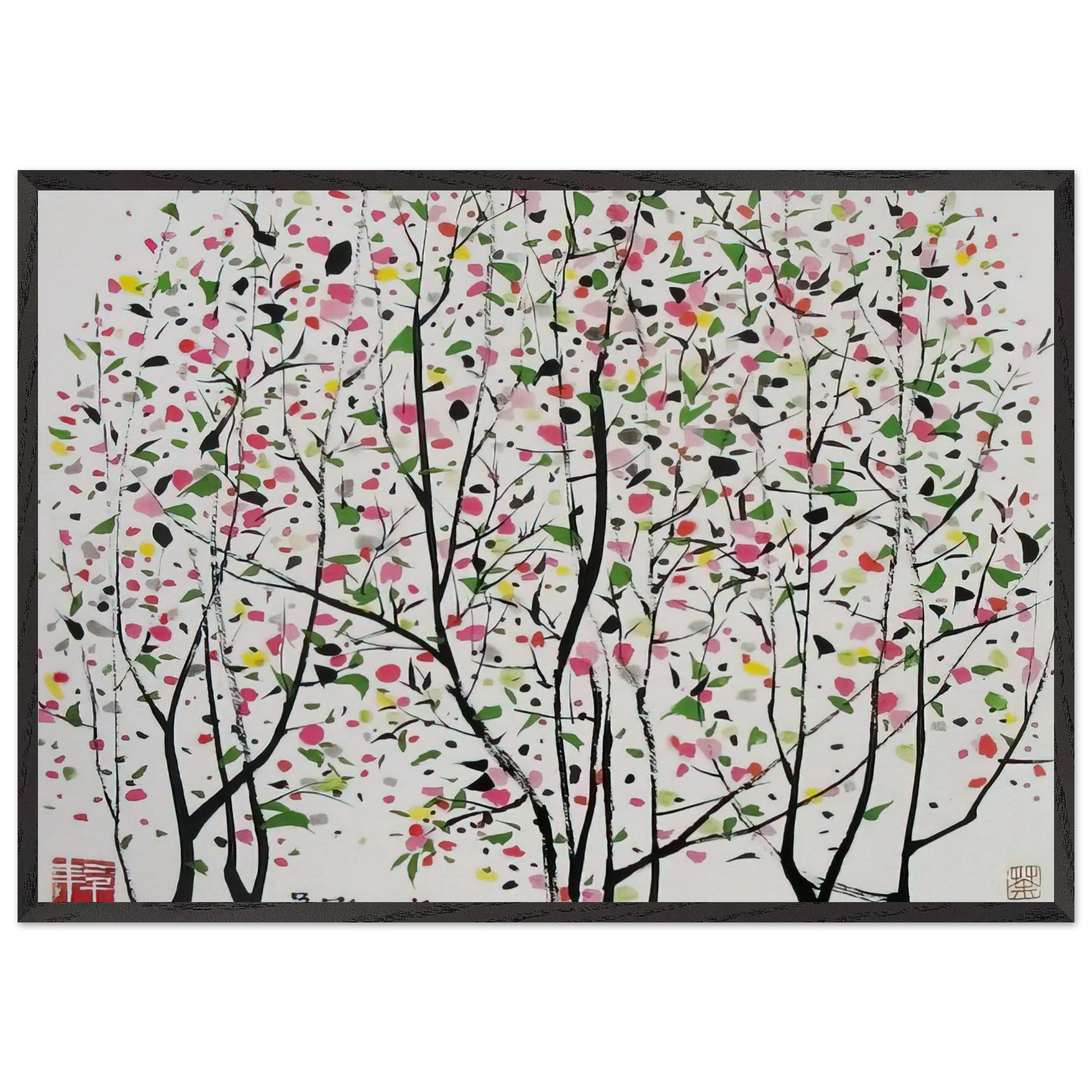 Untitled - Ink and wash painting Post-Impressionism - Wu Guanzhong Framed Art Print – Black Wooden Frame - Default Title - -Framed Art Print
