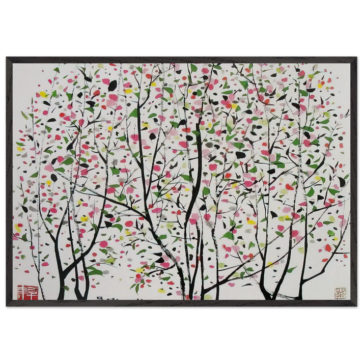 Untitled - Ink and wash painting Post-Impressionism - Wu Guanzhong 70x100 cm / 28x40 inches Framed Art Print – Black Wooden Frame
