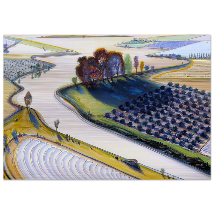 Flatland River - 1997 - Wayne Thiebaud Brushed Aluminum Print - 70x100 cm / 28x40 inches | Wayne Thiebaud Aluminum Print | Wayne Thiebaud Prints