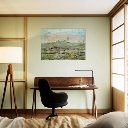 The Plough and the Harrow after Millet - Vincent van Gogh Brushed Aluminum Print - 70x100 cm / 28x40 inches | Vincent van Gogh Aluminum Print | Vincent van Gogh Prints