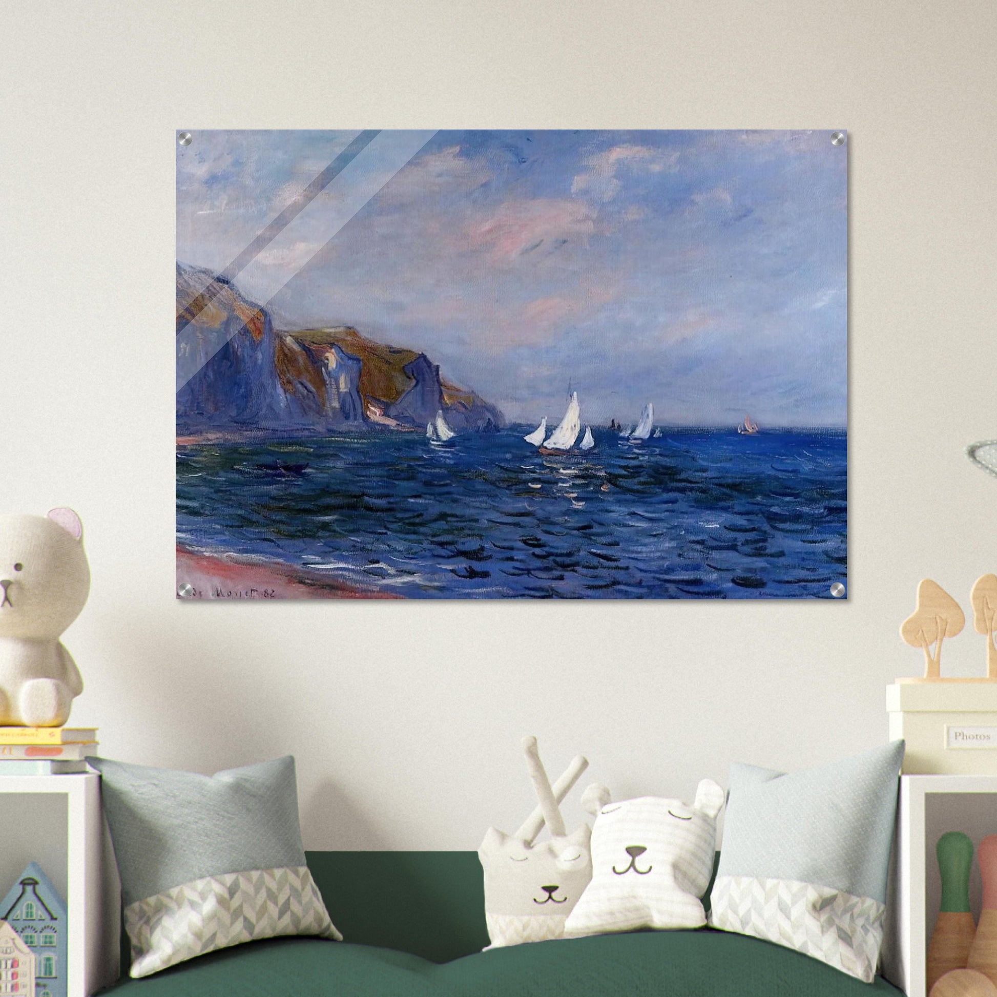 Cliffs and Sailboats at Pourville - claude monet Acrylic Print - 70x100 cm / 28x40″ inches