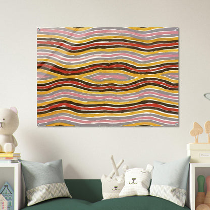 Floor Paint Lake Napperby - 2001 - Clifford Possum Tjapaltjarri Acrylic Print - 70x100 cm / 28x40″ inches | Clifford Possum Tjapaltjarri Wall Art | Clifford Possum Tjapaltjarri Prints