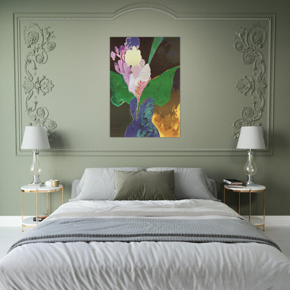 Blue Vase With Flowers - 2002 - Aldemir Martins Brushed Aluminum Print - 70x100 cm / 28x40 inches | Aldemir Martins Aluminum Print | Aldemir Martins Prints