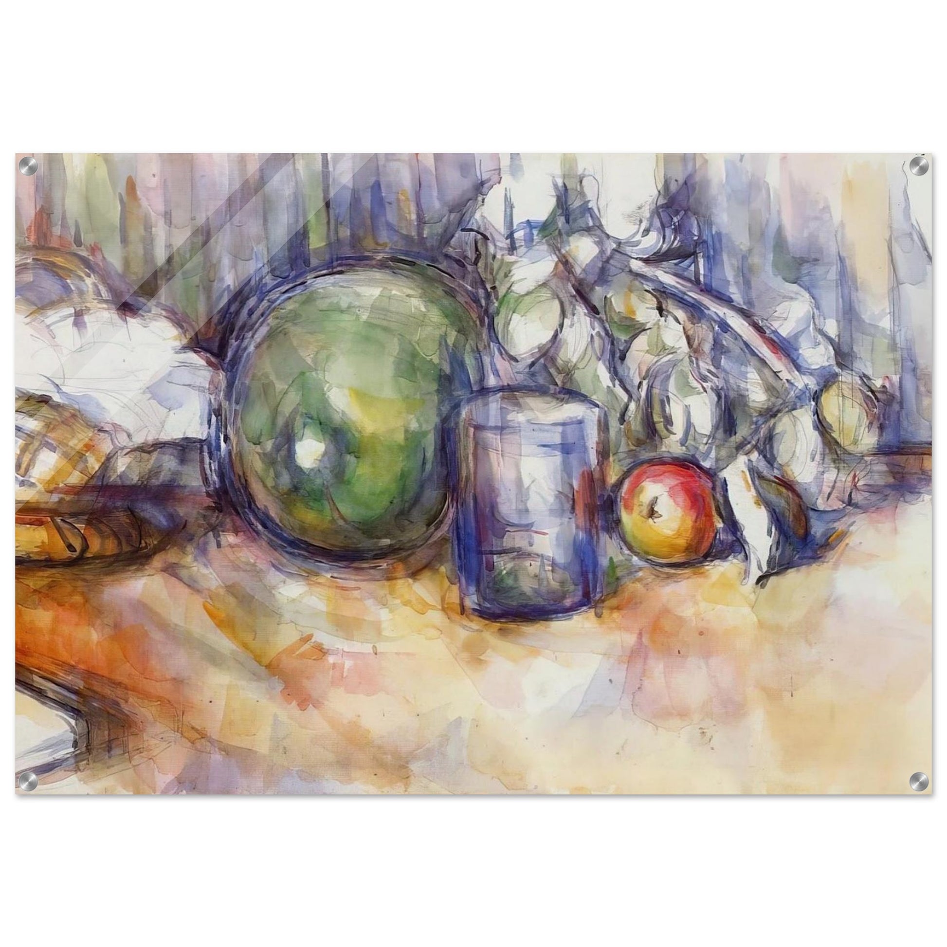 Still Life with Green Melon - Paul Cézanne Acrylic Print - 70x100 cm / 28x40″ inches