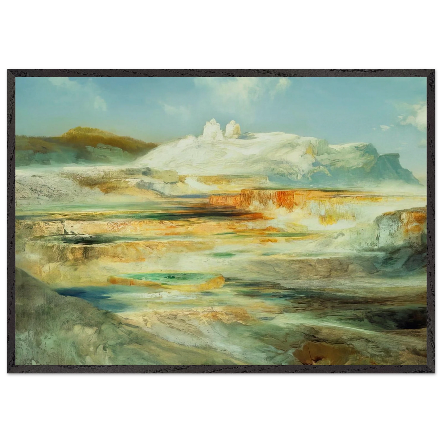 Jupiter Terrace Yellowstone - Thomas Moran Framed Art Print – Black Wooden Frame - Default Title - -Framed Art Print