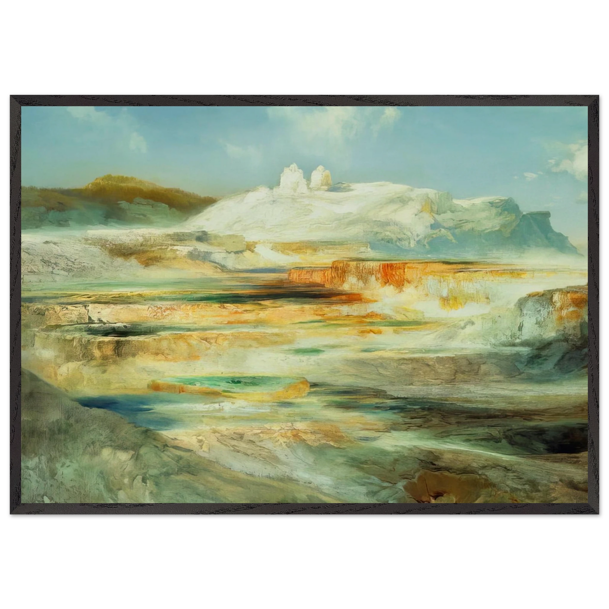 Jupiter Terrace Yellowstone - Thomas Moran Framed Art Print – Black Wooden Frame - Default Title - -Framed Art Print