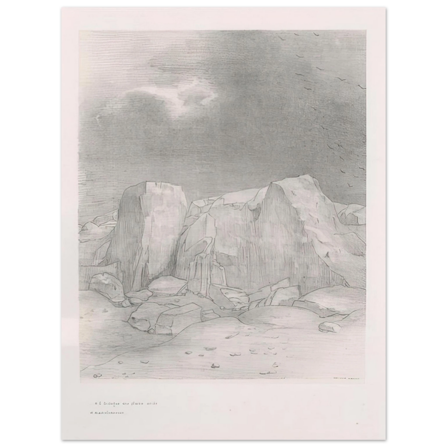 Odilon Redon - AND HE DISCERNS AN ARID KNOLL COVERED PLAIN PLATE 7 1896 Fine Art Poster - Default Title