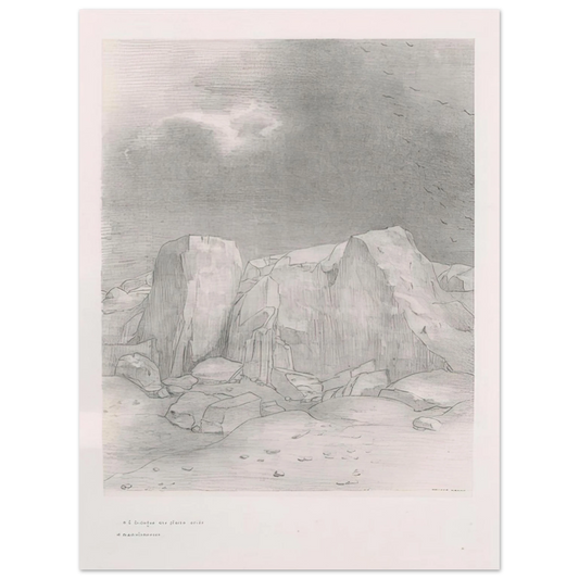 Odilon Redon - AND HE DISCERNS AN ARID KNOLL COVERED PLAIN PLATE 7 1896 Fine Art Poster - Default Title