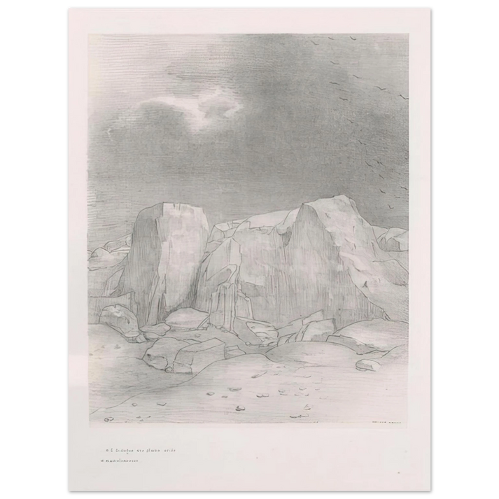 Odilon Redon - AND HE DISCERNS AN ARID KNOLL COVERED PLAIN PLATE 7 1896  75x100 cm / 30x40inches Fine Art Poster