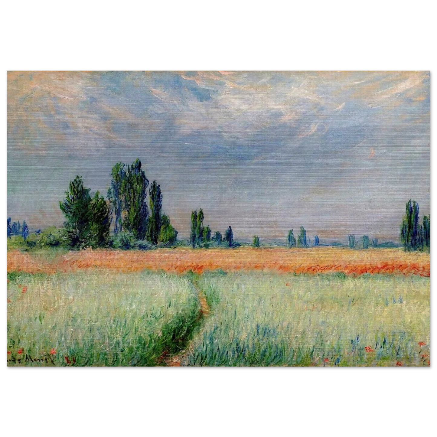 The Wheat Field - claude monet Brushed Aluminum Print - 70x100 cm / 28x40 inches | claude monet Aluminum Print | claude monet Prints