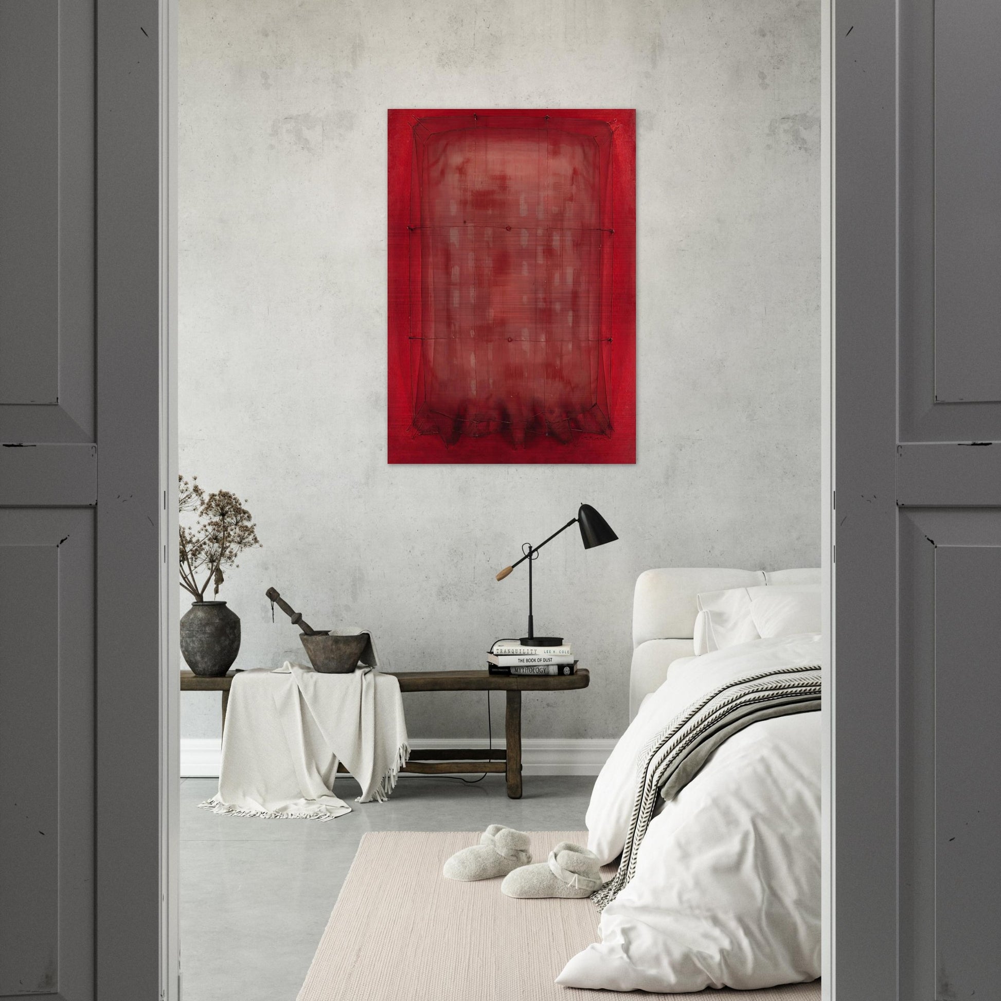 Espejo vestido de rojo - Art Informel - Manuel Rivera Brushed Aluminum Print - 70x100 cm / 28x40 inches | Manuel Rivera Aluminum Print | Manuel Rivera Prints