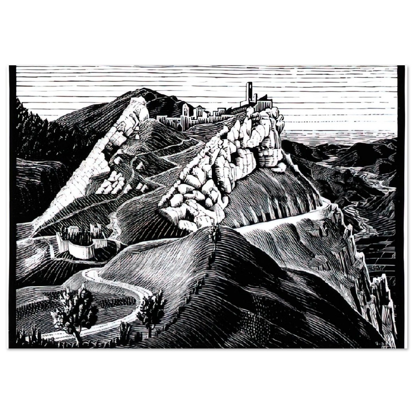 MC Escher - ESCHER (16) Wall Art - 21x29.7 cm / 8x12" - Premium Wooden Framed Poster With Fine Art Paper - White frame