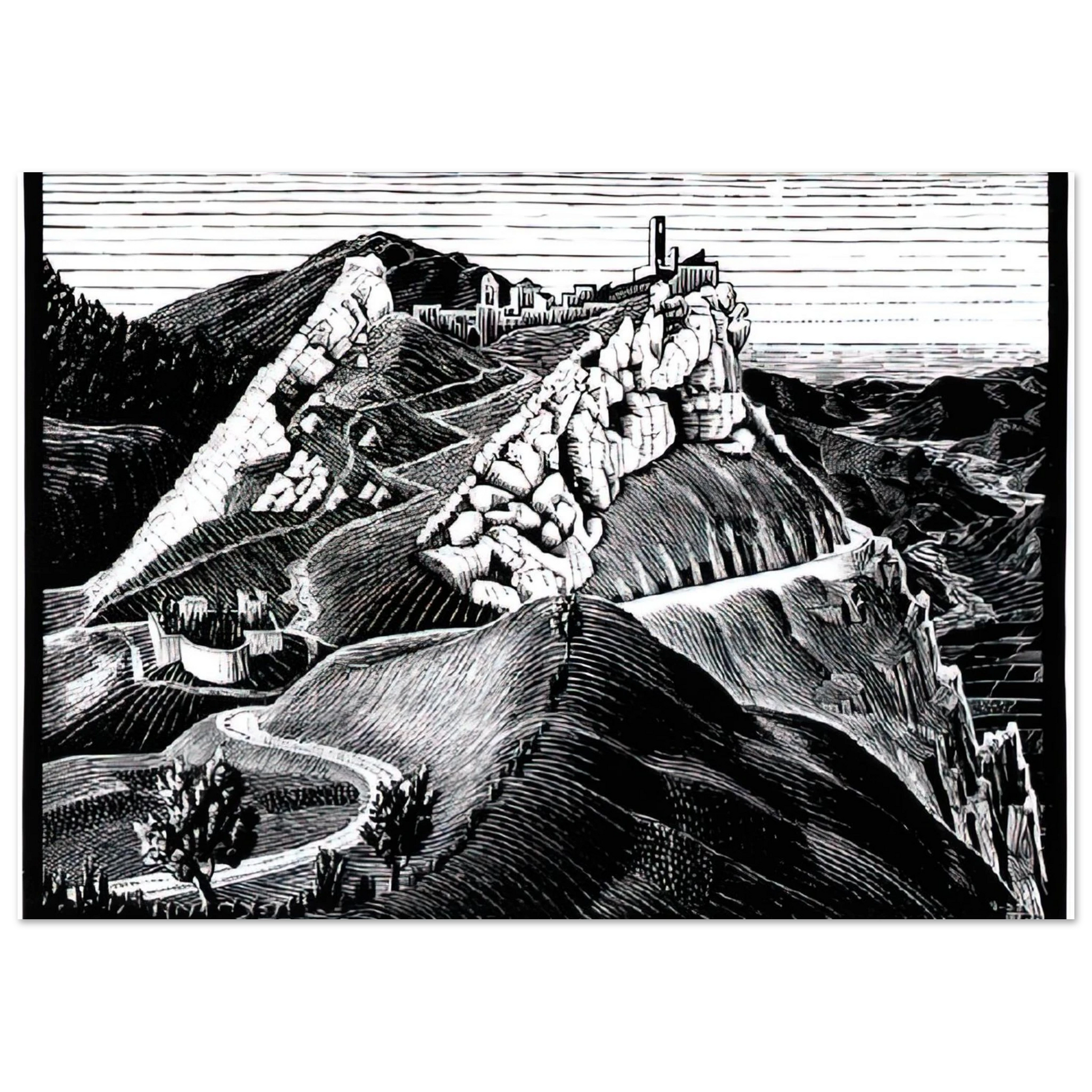 MC Escher - ESCHER (16) Wall Art - 21x29.7 cm / 8x12" - Premium Wooden Framed Poster With Fine Art Paper - White frame