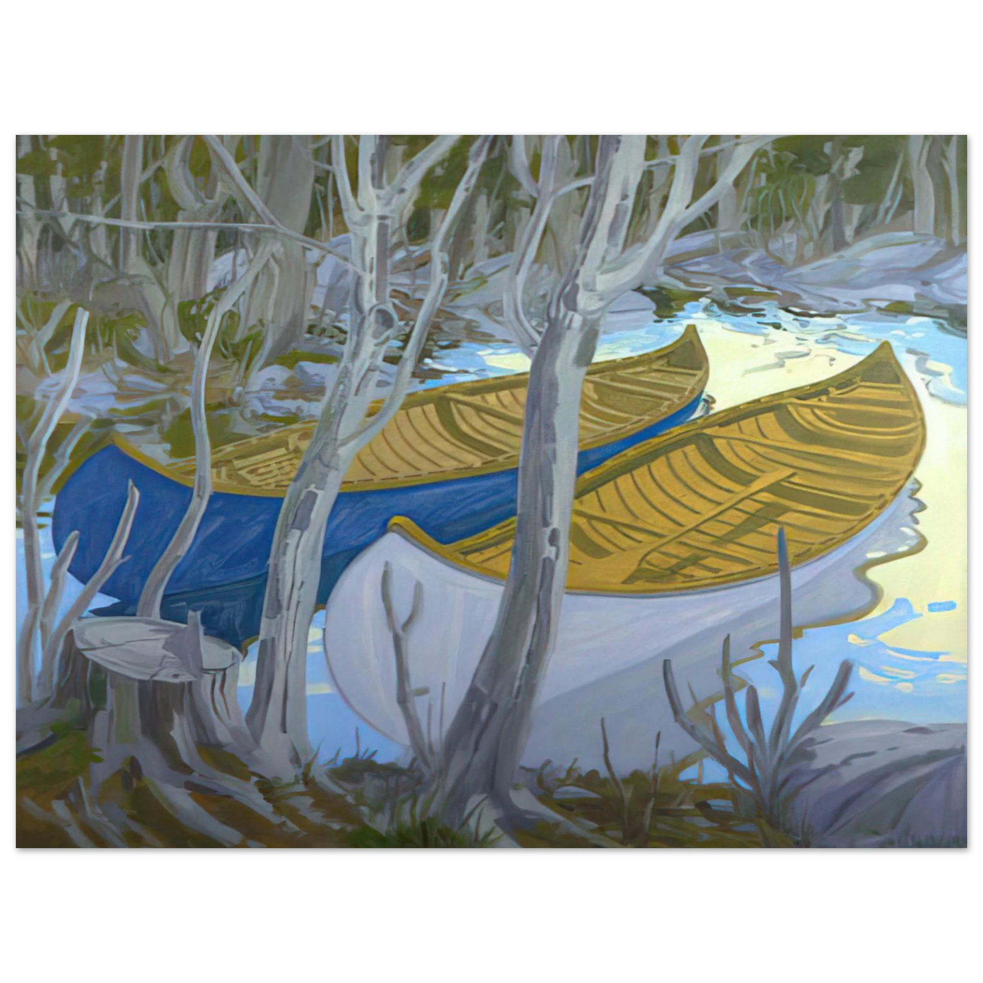 Neil Welliver - Two Canoes - Contemporary Realism Fine Art Poster - Default Title