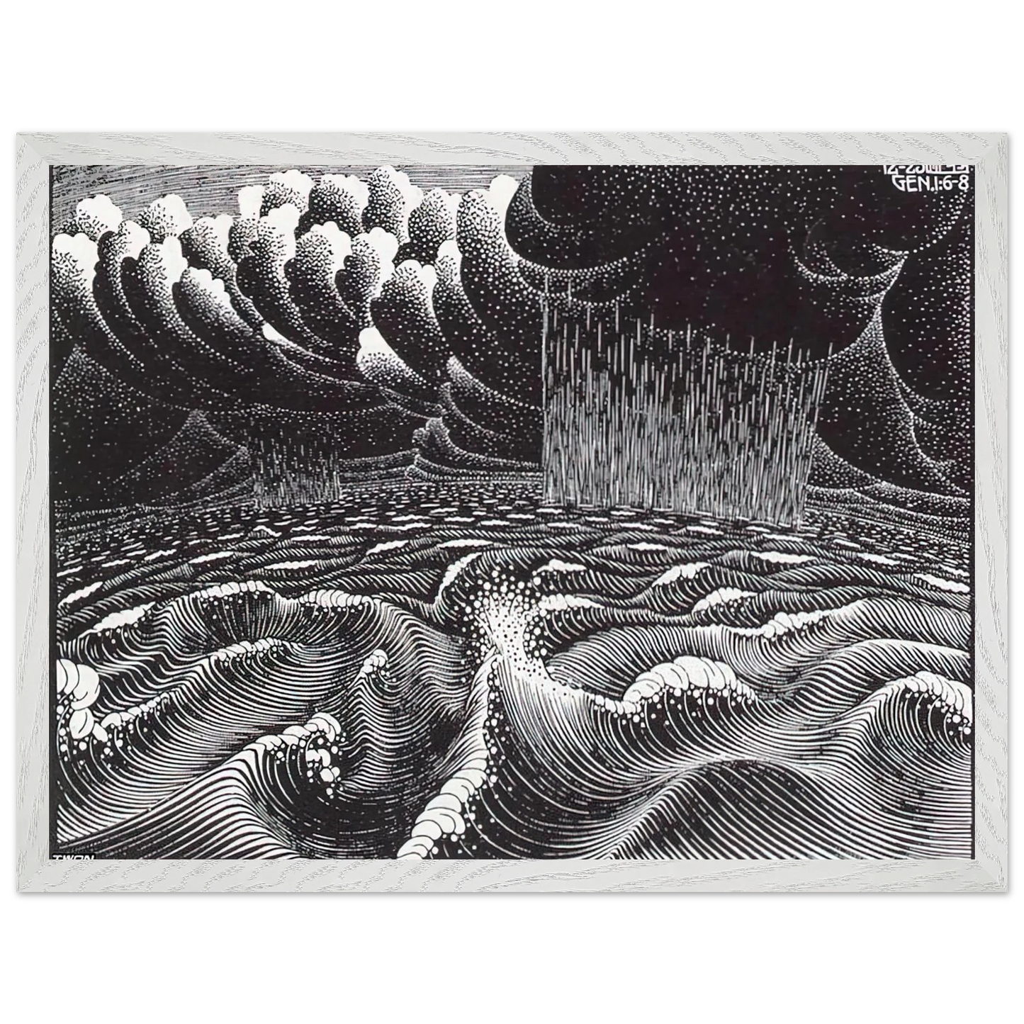 MC Escher - THE 2ND DAY OF THE CREATION Wall Art - 60x80 cm / 24x32 inches - Fine Art Poster - -