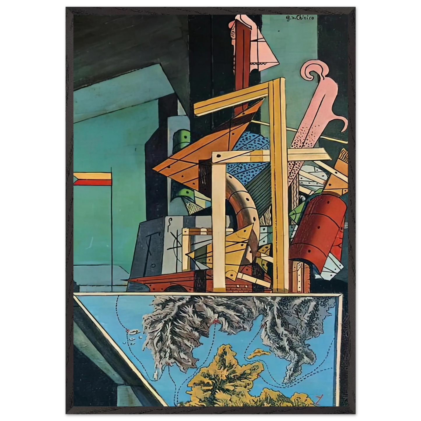 THE MELANCHOLY OF DEPARTURE 1916 1 - Giorgio de Chirico Framed Art Print – Black Wooden Frame - Default Title - -Framed Art Print