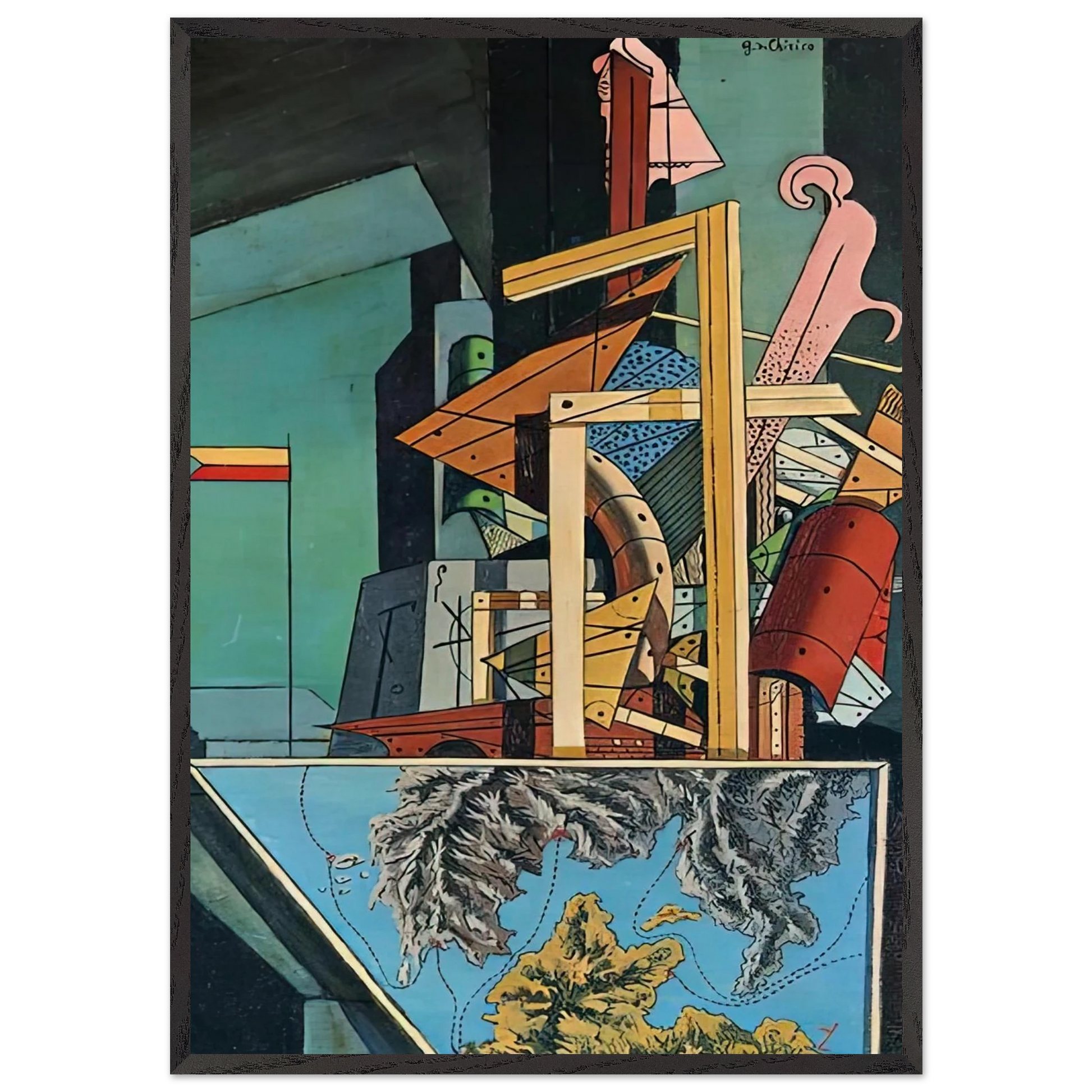 THE MELANCHOLY OF DEPARTURE 1916 1 - Giorgio de Chirico Framed Art Print – Black Wooden Frame - Default Title - -Framed Art Print