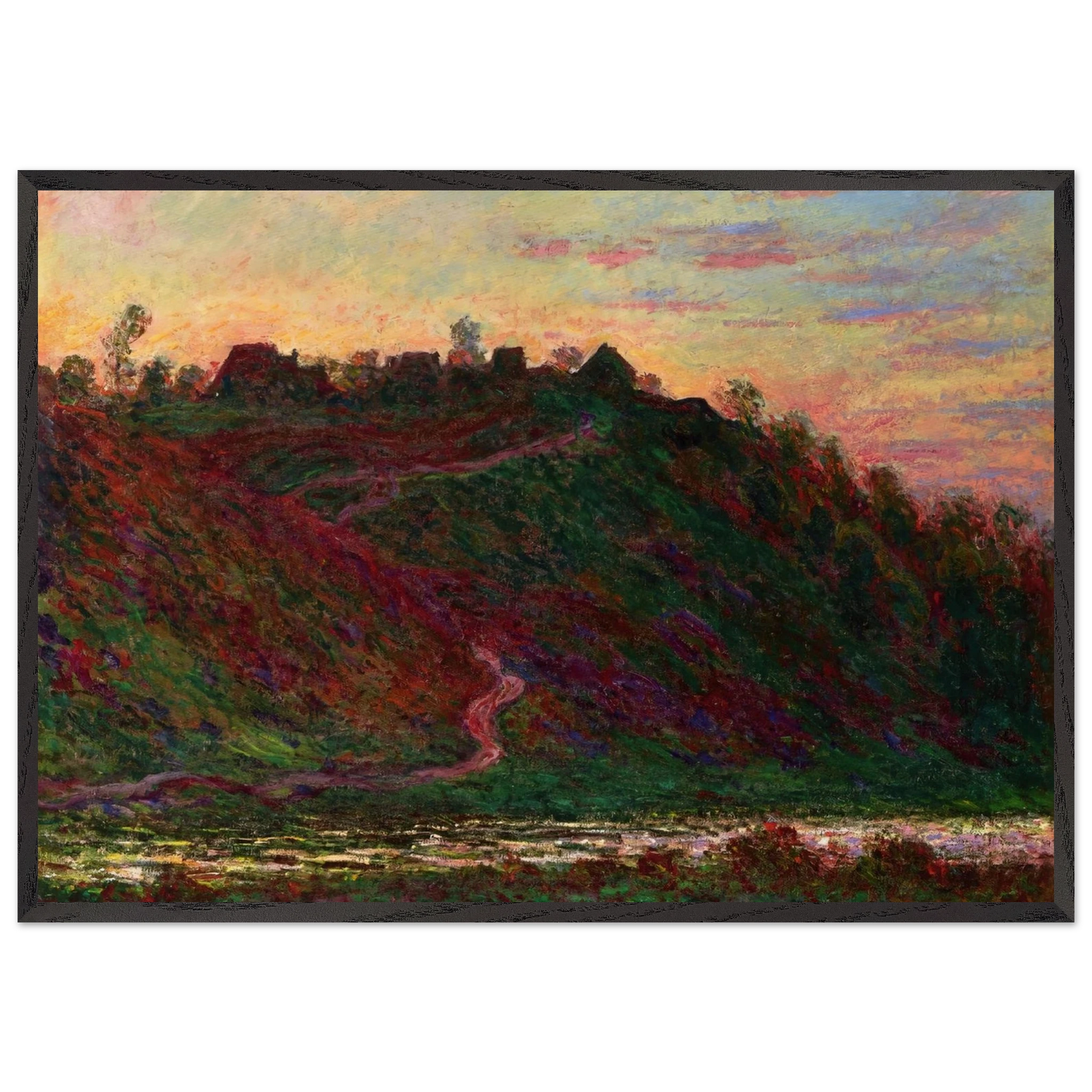 The Village of La Roche-Blond Sunset - claude monet Framed Art Print – Black Wooden Frame - Default Title - -Framed Art Print