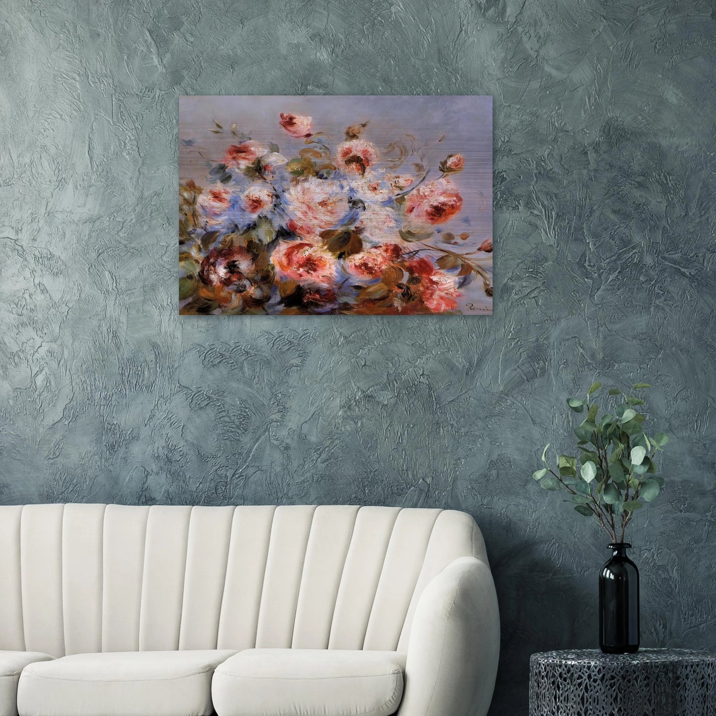 Roses from Wargemont - Pierre-Auguste Renoir Brushed Aluminum Print - 70x100 cm / 28x40 inches | Pierre-Auguste Renoir Aluminum Print | Pierre-Auguste Renoir Prints