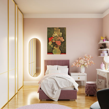 Still Life Vase with Rose-Mallows - Vincent van Gogh Brushed Aluminum Print - 70x100 cm / 28x40 inches | Vincent van Gogh Aluminum Print | Vincent van Gogh Prints