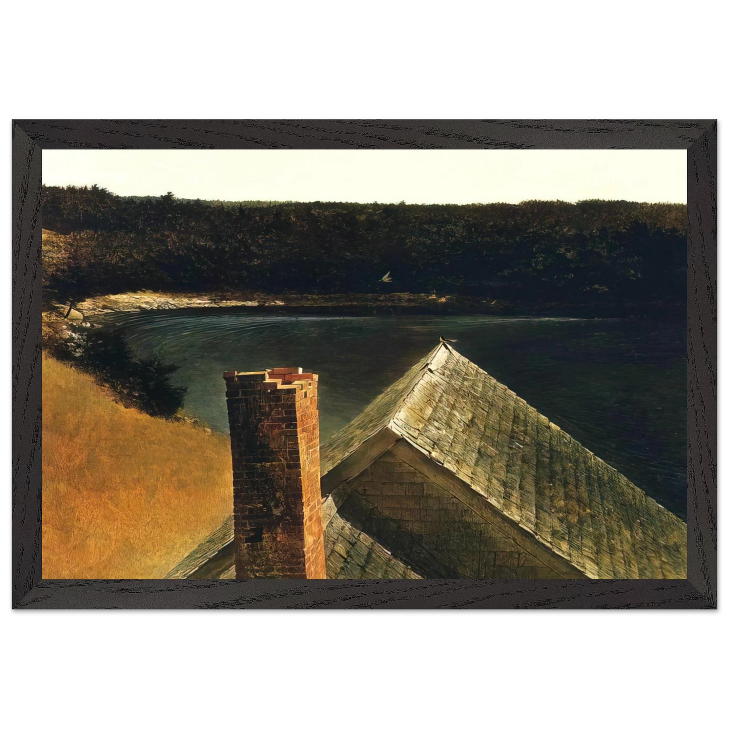 Andrew Wyeth - END OF OLSONS Wall Art - 21x29.7 cm / 8x12" - Premium Wooden Framed Poster With Fine Art Paper - White frame