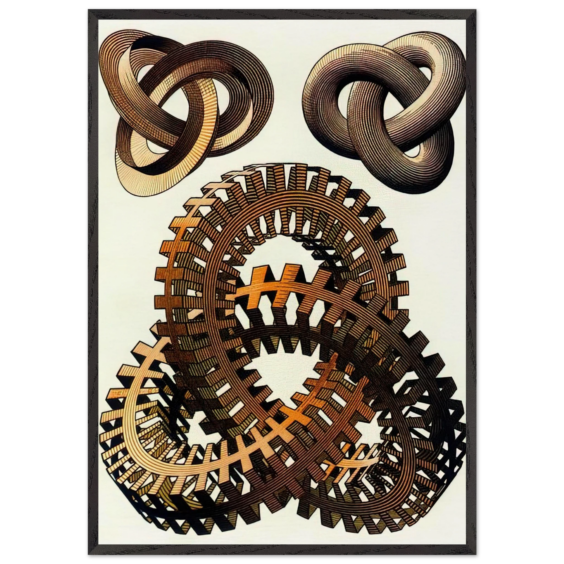 KNOTS COLOUR - MC Escher Framed Art Print – Black Wooden Frame - Default Title - -Framed Art Print