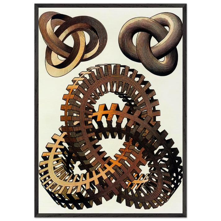 KNOTS COLOUR - MC Escher 70x100 cm / 28x40 inches Framed Art Print – Black Wooden Frame | Maurits Cornelis Escher Prints