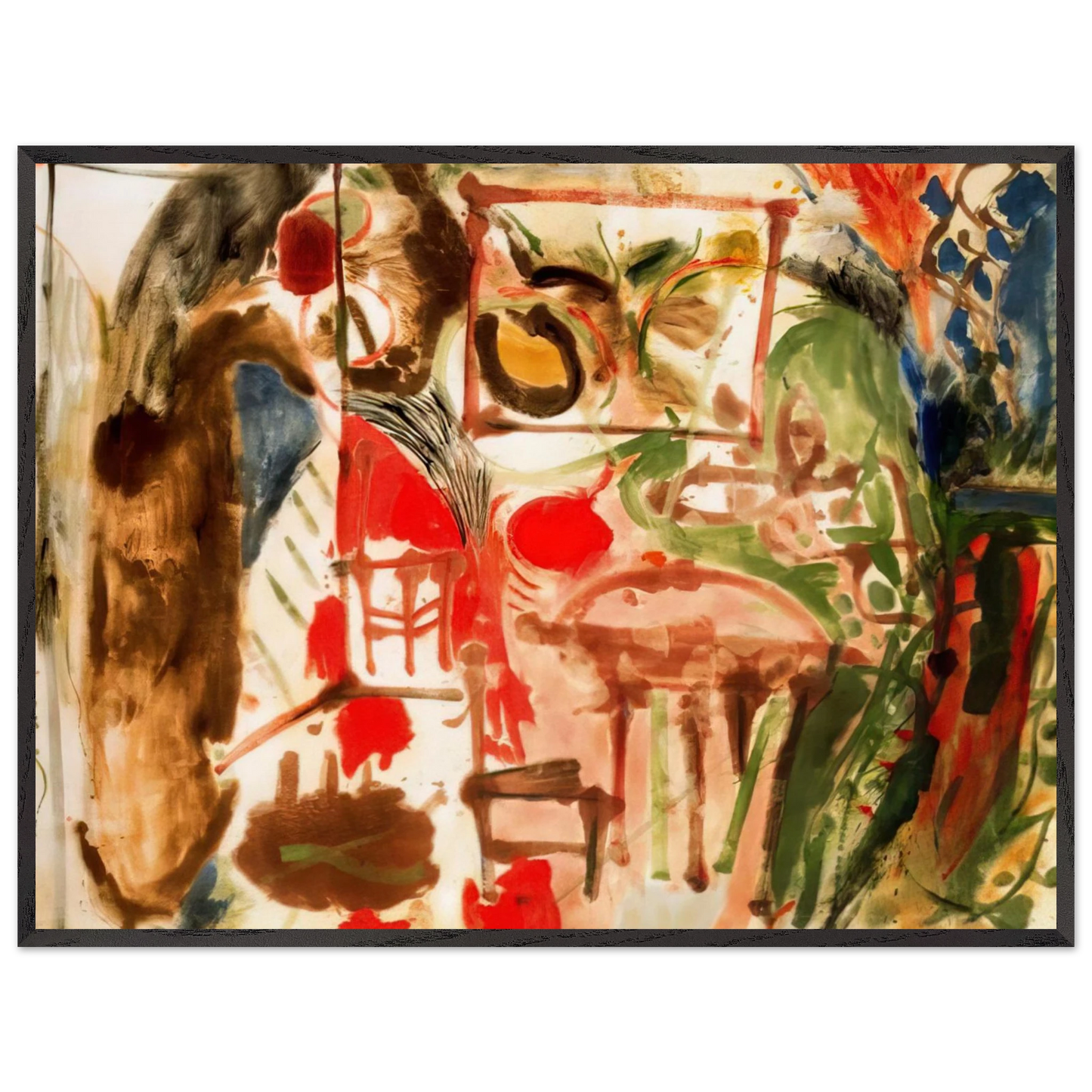 Helen Frankenthaler - Interior - 1957 Wall art - 13x18 cm / 5x7 inches - Premium Wooden Framed Poster With Fine Art Paper - White frame
