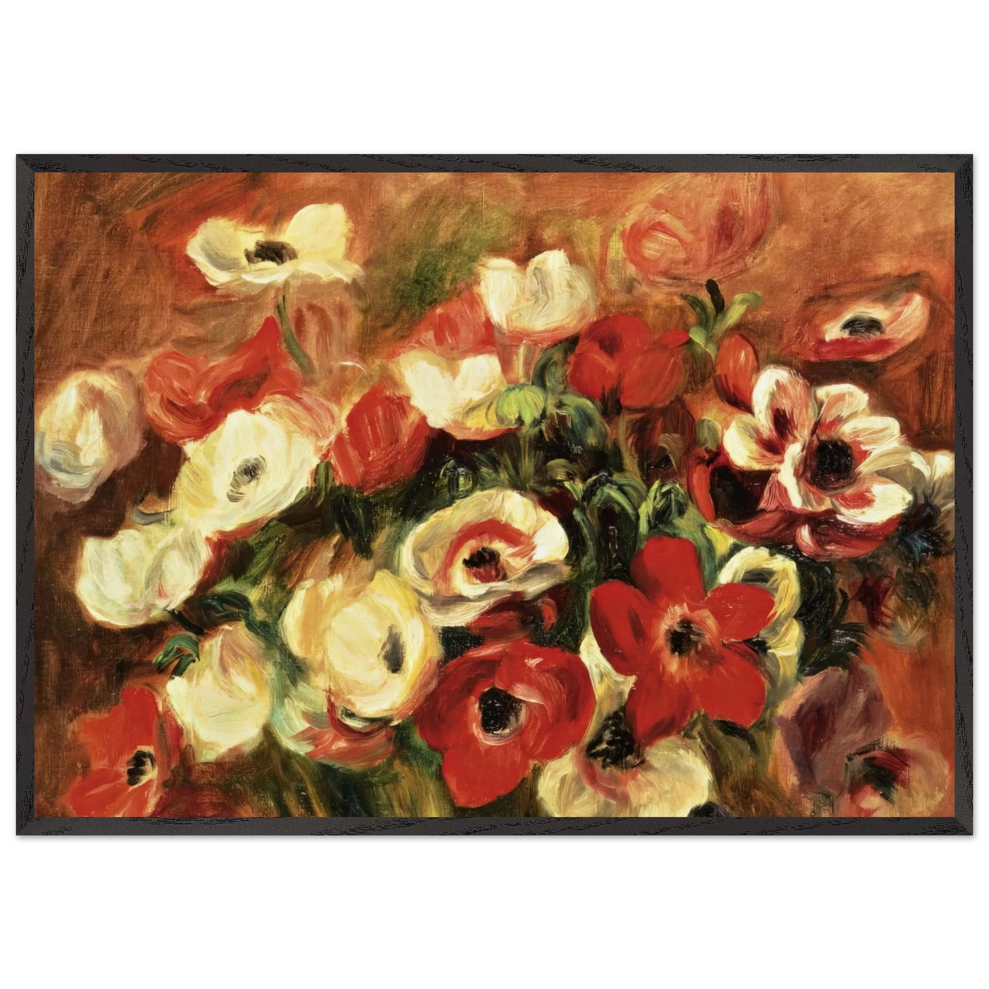 Spray of Anemones - Pierre-Auguste Renoir Framed Art Print – Black Wooden Frame - Default Title - -Framed Art Print