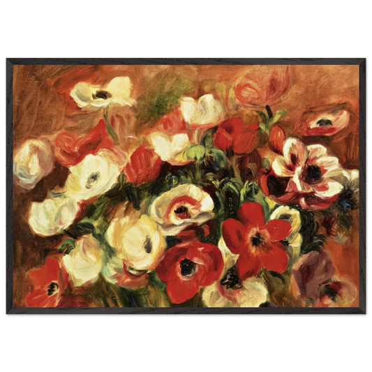 Spray of Anemones - Pierre-Auguste Renoir 70x100 cm / 28x40 inches Framed Art Print – Black Wooden Frame