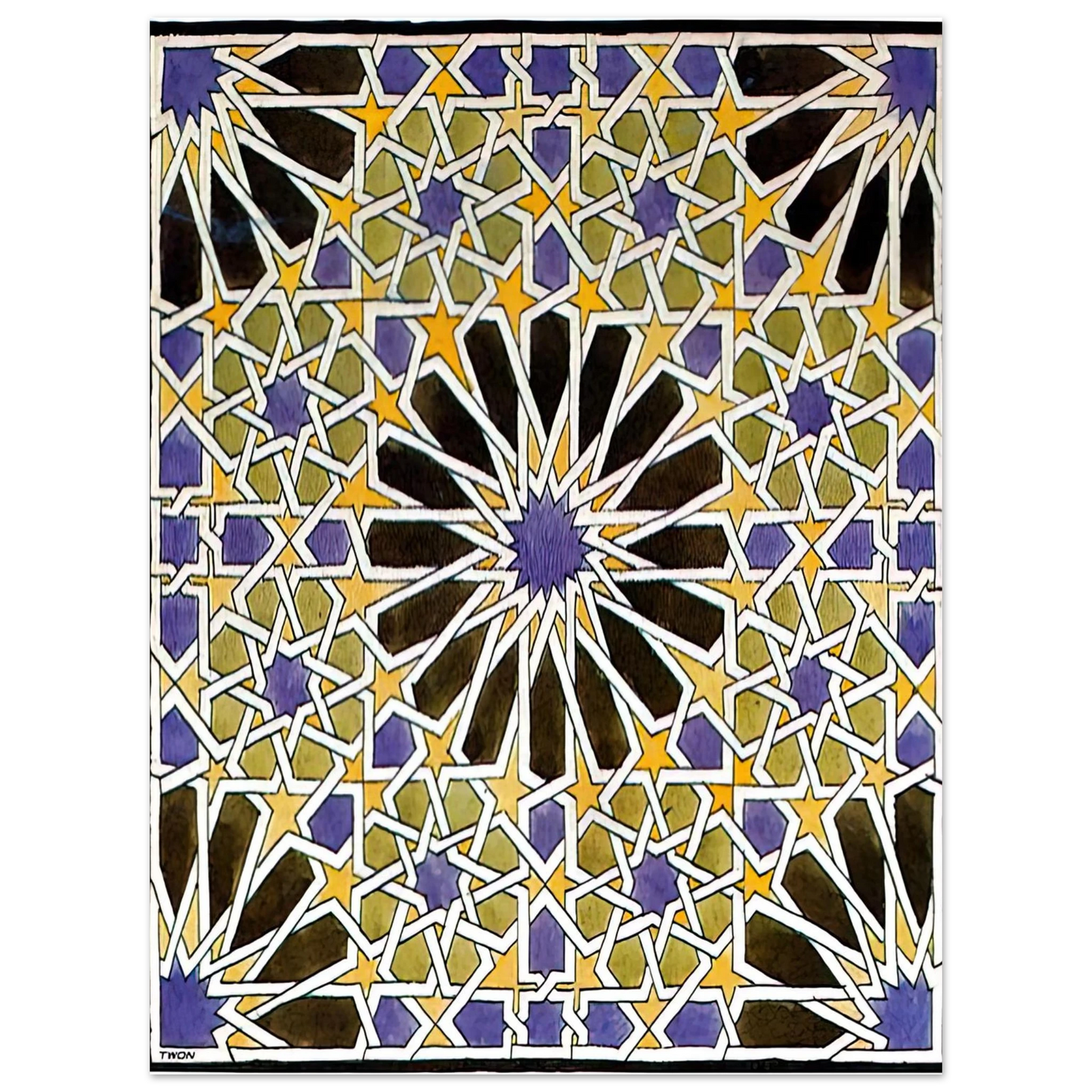 MC Escher - MURAL MOSAIC IN THE ALHAMBRA Wall Art - 21x29.7 cm / 8x12" - Fine Art Poster - -